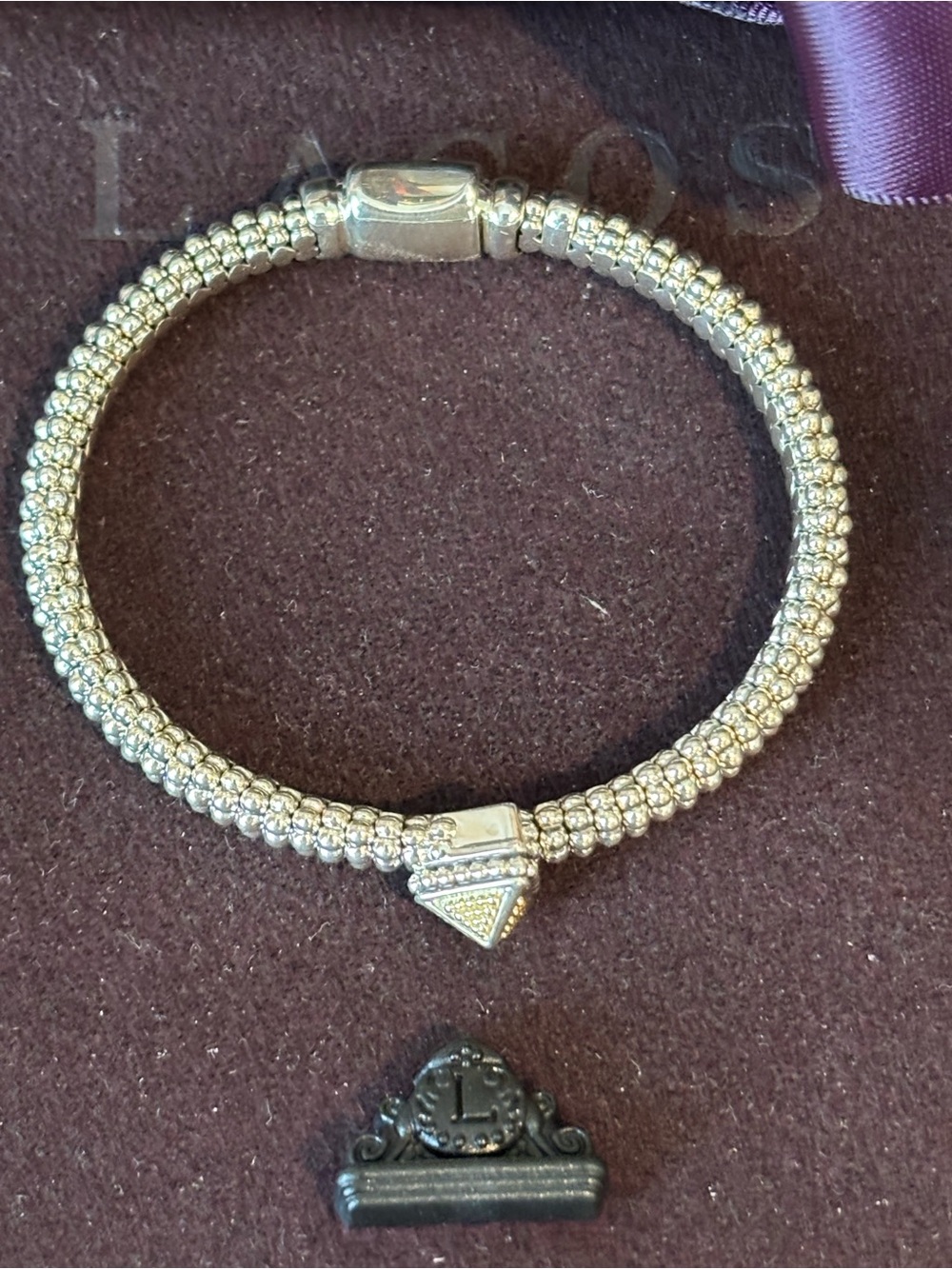 LAGOS Sterling and Gold Caviar Pyramid Bracelet